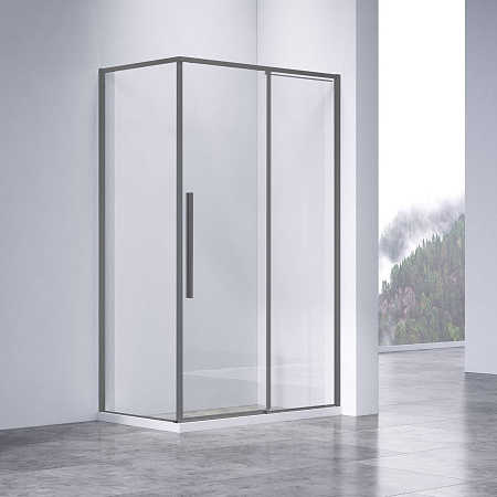 Душевой уголок Vincea Slim-N VSR-4SN9011CLGM 1100x900 вороненая сталь стекло прозрачное