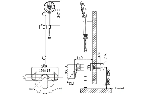 Смеситель для ванны ARROW AG3503MB-TZ черный Смеситель для ванны ARROW AG3503MB-TZ черный