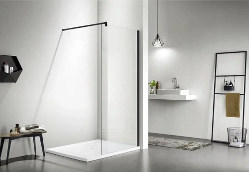 Душевая перегородка Aquatek Walk in 1000x2000 профиль черный, стекло прозрачное AQ WIW 10020BL Душевая перегородка Aquatek Walk in 1000x2000 профиль черный, стекло прозрачное AQ WIW 10020BL