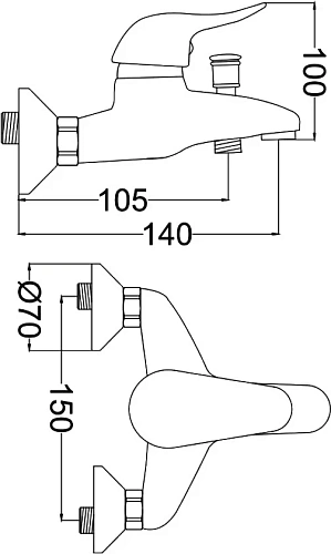 Смеситель для ванны STWORKI HFDB91100 + MG-SER103 567144 Смеситель для ванны STWORKI HFDB91100 + MG-SER103 567144