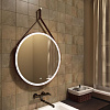 Картинка анонса товара «зеркало art&amp;max milan d800 am-mil-800-ds-f-brown с подсветкой на ремне из коричневой кожи»