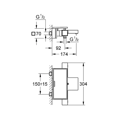 Смеситель для ванны GROHE Grohtherm Cube термостатический с полочкой, хром (34502000) Смеситель для ванны GROHE Grohtherm Cube термостатический с полочкой, хром (34502000)