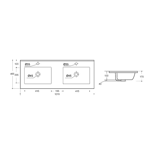 Раковина VBS-13120D керамическая на две чаши, цвет белый Раковина VBS-13120D керамическая на две чаши, цвет белый
