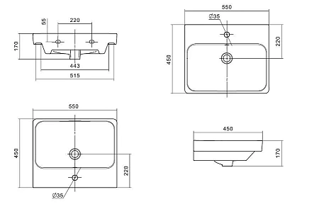Раковина Santek Адриана 55 1WH501620 1.WH50.1.620 Раковина Santek Адриана 55 1WH501620 1.WH50.1.620
