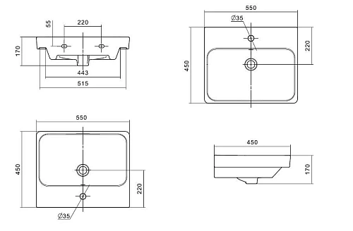Раковина Santek Адриана 55 1WH501620 1.WH50.1.620 Раковина Santek Адриана 55 1WH501620 1.WH50.1.620