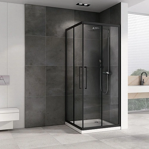 Душевой уголок ABBER Schwarzer Diamant AG02080BH 80x80 см универсальный, профиль черный, стекло прозрачное Душевой уголок ABBER Schwarzer Diamant AG02080BH 80x80 см универсальный, профиль черный, стекло прозрачное