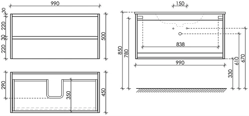 Тумба под раковину Sancos Libra LB100ECH дуб чарльстон Тумба под раковину Sancos Libra LB100ECH дуб чарльстон