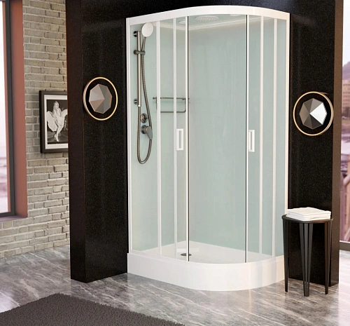 Душевая кабина Frank F411L М White 110x80 20016 закаленное матовое стекло Душевая кабина Frank F411L М White 110x80 20016 закаленное матовое стекло