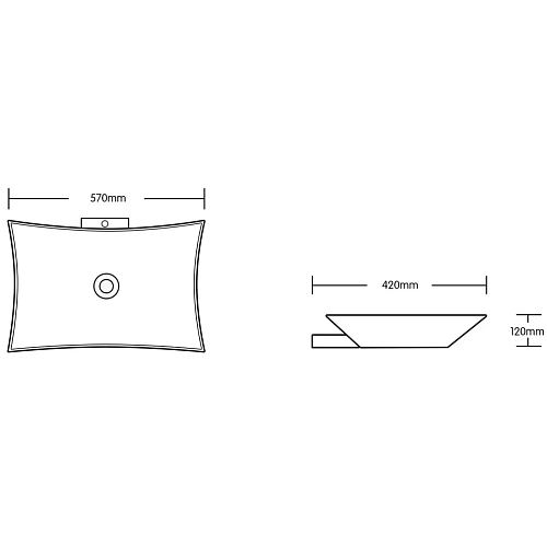 Раковина Ceruttispa CR7078 570х420х120 накладная, белая, 4 острых угла Раковина Ceruttispa CR7078 570х420х120 накладная, белая, 4 острых угла