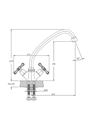Смеситель для кухни Rush Bianki BI7650-22 с высоким, поворотным изливом Смеситель для кухни Rush Bianki BI7650-22 с высоким, поворотным изливом