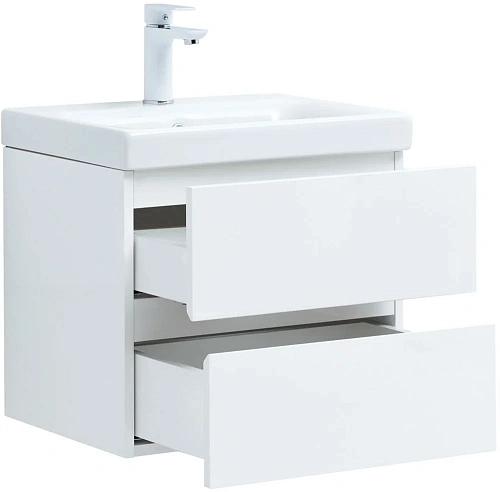 Тумба под раковину Aquanet Беркли 50 белый глянец (2 ящика) 00302347 Тумба под раковину Aquanet Беркли 50 белый глянец (2 ящика) 00302347