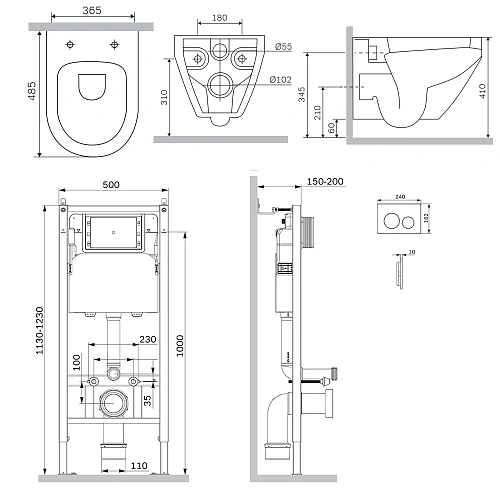 Комплект инсталляции AM.PM Spirit V2.0 IS90151.701900 PrimeFit с клавишей L хром с унитазом Spirit V2.0 Aquaspin Комплект инсталляции AM.PM Spirit V2.0 IS90151.701900 PrimeFit с клавишей L хром с унитазом Spirit V2.0 Aquaspin