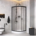 Душевой уголок AM.PM Gem 80x80 WK90EM с душевой системой и аксессуарами, профиль черный матовый, стекло прозрачное Душевой уголок AM.PM Gem 80x80 WK90EM с душевой системой и аксессуарами, профиль черный матовый, стекло прозрачное