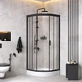 Душевой уголок AM.PM Gem 80x80 WK90EM с душевой системой и аксессуарами, профиль черный матовый, стекло прозрачное Душевой уголок AM.PM Gem 80x80 WK90EM с душевой системой и аксессуарами, профиль черный матовый, стекло прозрачное