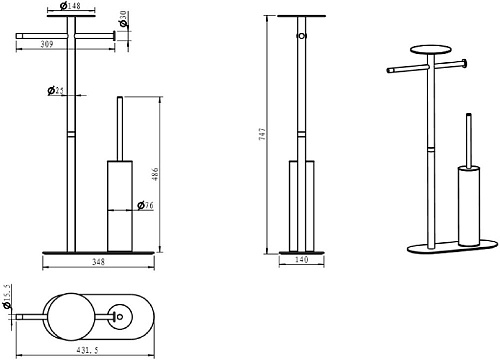Стойка аксессуаров Boheme Venturo черный-хром 10953-B-CR Стойка аксессуаров Boheme Venturo черный-хром 10953-B-CR