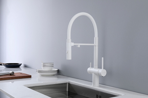 Смеситель для кухни Paulmark Gravity белый матовый Gr213888-WH Смеситель для кухни Paulmark Gravity белый матовый Gr213888-WH