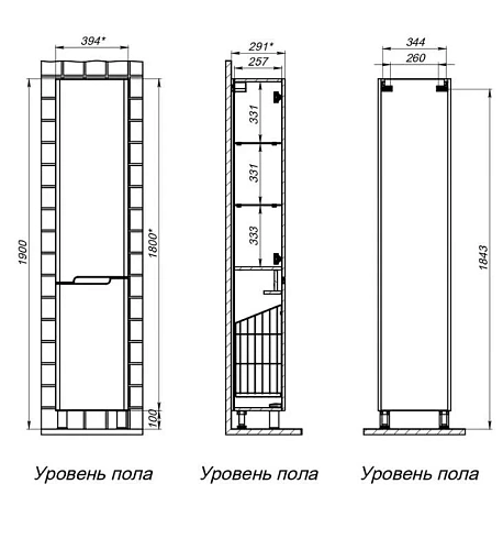 Шкаф-пенал BRIZ Маре 40 см 249 04-00к40-00 02 БЕЛ правый Шкаф-пенал BRIZ Маре 40 см 249 04-00к40-00 02 БЕЛ правый