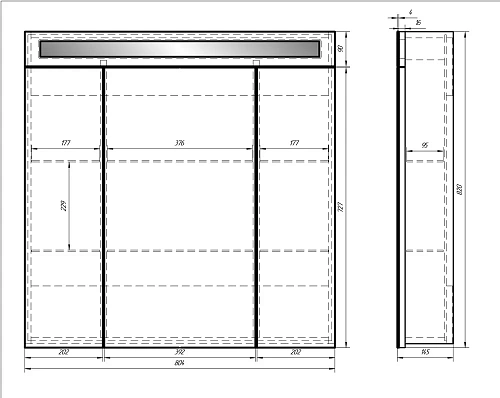 Зеркальный шкаф DREJA UNI, 80 см, 3 дверцы, 6 стеклянных полок, с подсветкой и выключателем, белый 9 99.9003 Зеркальный шкаф DREJA UNI, 80 см, 3 дверцы, 6 стеклянных полок, с подсветкой и выключателем, белый 9 99.9003