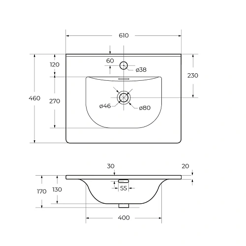 Раковина CEZARES CZR-8099-60 Раковина CEZARES CZR-8099-60