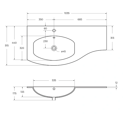 Раковина CEZARES 50153 Bianco белый матовый 1040x520 искусственный камень Раковина CEZARES 50153 Bianco белый матовый 1040x520 искусственный камень