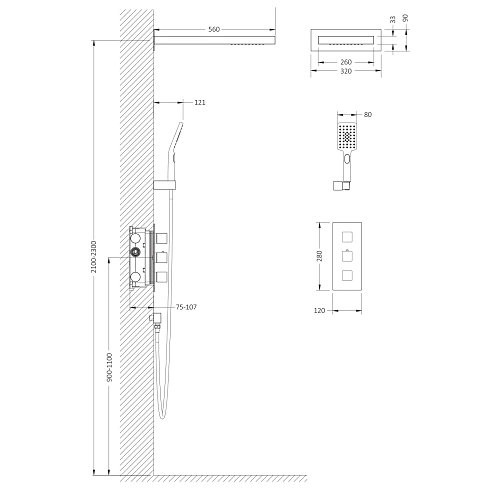 Душевая система Timo Petruma SX-5039/00SM встраиваемая с термостатом хром Душевая система Timo Petruma SX-5039/00SM встраиваемая с термостатом хром