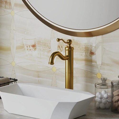 Смеситель для раковины Paini Duomo 88PJ205LL без донного клапана, высокий, матовое золото PVD Смеситель для раковины Paini Duomo 88PJ205LL без донного клапана, высокий, матовое золото PVD