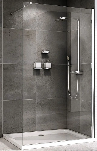 Душевая перегородка ABBER Immer Offen AG61120 120 см универсальная, профиль хром, стекло прозрачное Душевая перегородка ABBER Immer Offen AG61120 120 см универсальная, профиль хром, стекло прозрачное