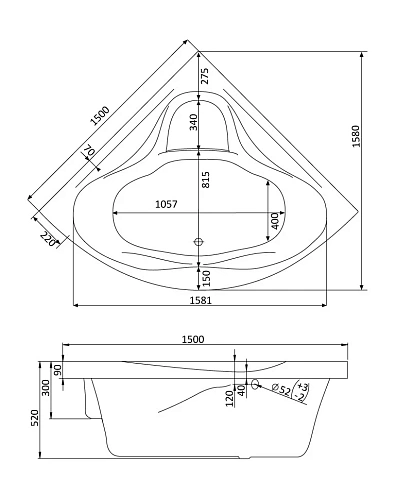 Акриловая ванна Santek Сан-Паулу 150х150 симметричная белая 1WH302399 1.WH30.2.399 Акриловая ванна Santek Сан-Паулу 150х150 симметричная белая 1WH302399 1.WH30.2.399