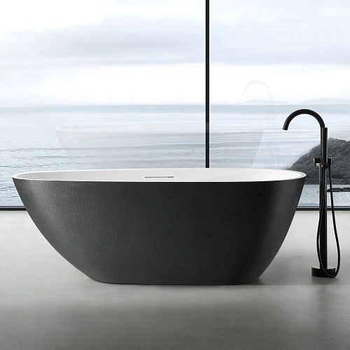 Ванна отдельностоящая ABBER AM9911BW 170x75 универсальная, черно-белая матовая, искусственный камень Ванна отдельностоящая ABBER AM9911BW 170x75 универсальная, черно-белая матовая, искусственный камень