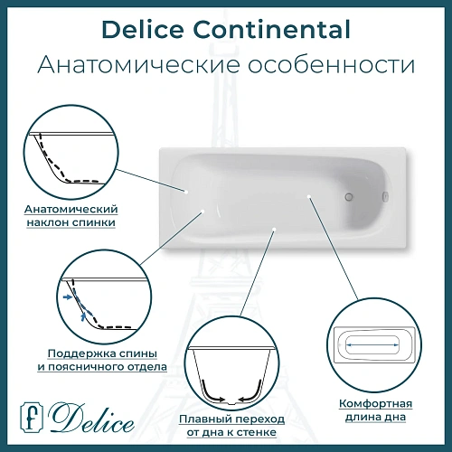 Ванна чугунная Delice Continental 180х80 с антискользящим покрытием DLR230627-AS Ванна чугунная Delice Continental 180х80 с антискользящим покрытием DLR230627-AS