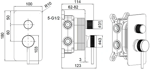 Смеситель для ванны Allen Brau Priority 5.31A11-MG (с внутренней частью, 3 выхода) графит брашированный Смеситель для ванны Allen Brau Priority 5.31A11-MG (с внутренней частью, 3 выхода) графит брашированный