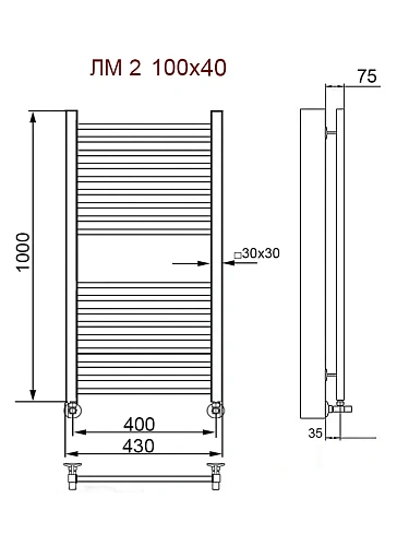 Полотенцесушитель водяной Ника MODERN ЛМ-2 100/40 с вентилями (комплект люкс) Полотенцесушитель водяной Ника MODERN ЛМ-2 100/40 с вентилями (комплект люкс)