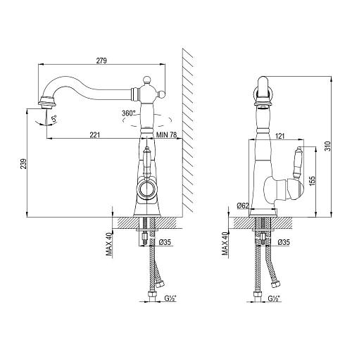Смеситель для кухни Lemark Villa LM4805B, бронза Смеситель для кухни Lemark Villa LM4805B, бронза