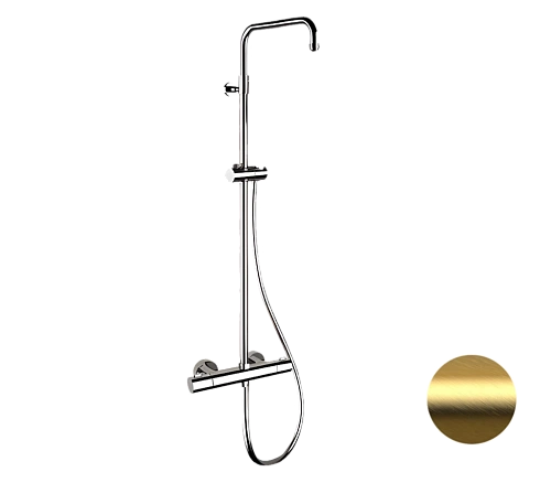 Душевая система Remer Elegance EQ32ASSDBG термостатическая, золото брашированное Душевая система Remer Elegance EQ32ASSDBG термостатическая, золото брашированное