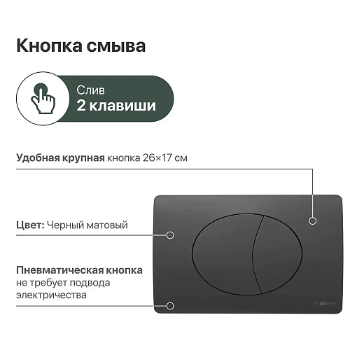 Инсталляция для унитаза STWORKI 510162 с черной матовой кнопкой смыва 576341 Инсталляция для унитаза STWORKI 510162 с черной матовой кнопкой смыва 576341