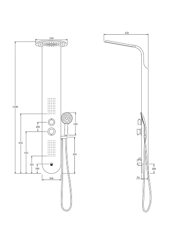 Душевая панель Taliente A03 140x20см, белый/хром, с изливом TA-G-A03Wcr+s Душевая панель Taliente A03 140x20см, белый/хром, с изливом TA-G-A03Wcr+s