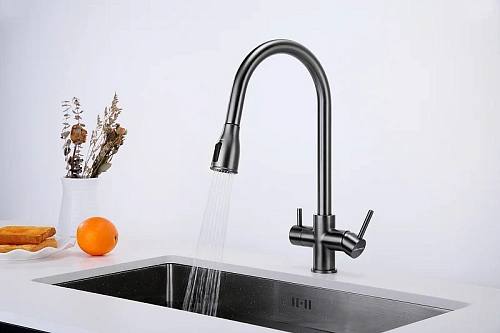 Смеситель для кухни Paulmark Lange вороненая сталь La214212-GM Смеситель для кухни Paulmark Lange вороненая сталь La214212-GM