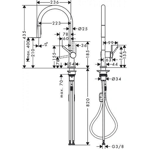 Смеситель для кухни hansgrohe Talis M54, однорычажный, 210, с вытяжным душем, 2jet 72800000 Смеситель для кухни hansgrohe Talis M54, однорычажный, 210, с вытяжным душем, 2jet 72800000