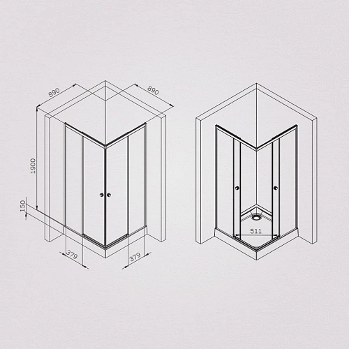 Душевой уголок AM.PM X-Joy W94G-403-9090-MT1K раздвижные двери 90x90 профиль хром матовый, стекло прозрачное Душевой уголок AM.PM X-Joy W94G-403-9090-MT1K раздвижные двери 90x90 профиль хром матовый, стекло прозрачное