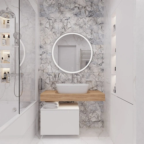 Комплект мебели STWORKI Ольборг 100 столешница дуб французский, без отверстий, с тумбой 50, с ракови 536094 Комплект мебели STWORKI Ольборг 100 столешница дуб французский, без отверстий, с тумбой 50, с ракови 536094