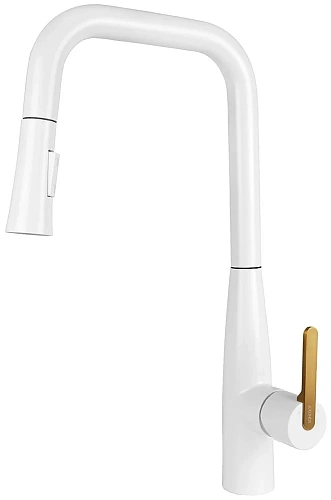 Смеситель для кухни Kaiser Claro 22144-4 Белый матовый/Золото Смеситель для кухни Kaiser Claro 22144-4 Белый матовый/Золото