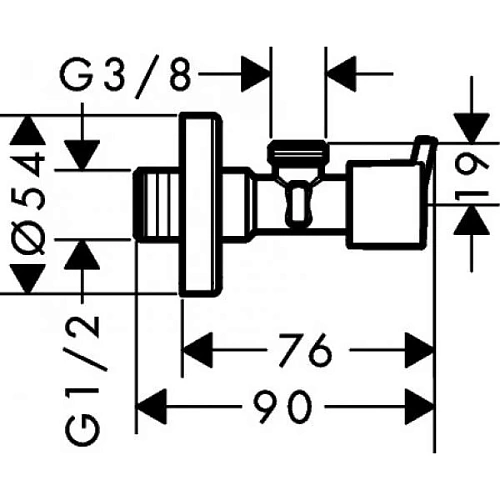 Вентиль угловой hansgrohe S, хром 13901000 Вентиль угловой hansgrohe S, хром 13901000