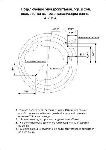 Акриловая ванна Aquatek Аура 180x180 круглая, универсальная, с каркасом AUR180-0000003 Акриловая ванна Aquatek Аура 180x180 круглая, универсальная, с каркасом AUR180-0000003