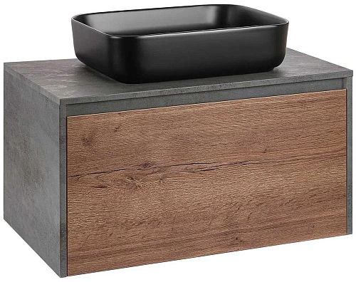 Тумба под раковину Vincea Mesa 800 подвесная, 1 выкатной/1 скрытый ящик soft close, T.Oak + Beton VMC-2MS800TB Тумба под раковину Vincea Mesa 800 подвесная, 1 выкатной/1 скрытый ящик soft close, T.Oak + Beton VMC-2MS800TB