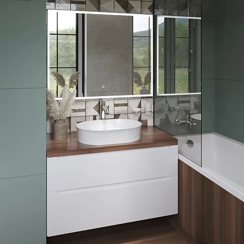 Тумба с раковиной STWORKI Берген 100 белая с темной столешницей, раковина Bocchi Sottile 1521-001-01 566625 Тумба с раковиной STWORKI Берген 100 белая с темной столешницей, раковина Bocchi Sottile 1521-001-01 566625