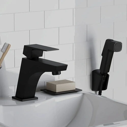 Смеситель для раковины Paini Torre 98YO205/574 с гигиеническим душем, черный Смеситель для раковины Paini Torre 98YO205/574 с гигиеническим душем, черный