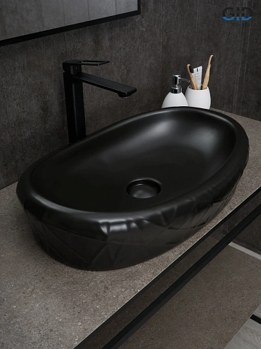 Раковина Gid Bm777 53357 накладная черная матовая 60x39x13.5 Раковина Gid Bm777 53357 накладная черная матовая 60x39x13.5