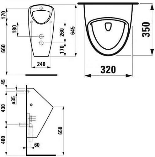Писсуар Laufen Caprino Plus 4206.1 (8.4206.1.000.000.1), подача воды сзади Писсуар Laufen Caprino Plus 4206.1 (8.4206.1.000.000.1), подача воды сзади