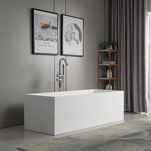 Ванна отдельностоящая ABBER AS9642-1.8 180x76 универсальная, белая матовая, искусственный камень Ванна отдельностоящая ABBER AS9642-1.8 180x76 универсальная, белая матовая, искусственный камень