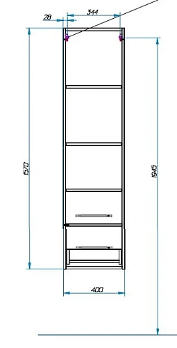 Шкаф-пенал Эстет Monaco ФР-00002156 подвесной, правый 400х340х1570 Шкаф-пенал Эстет Monaco ФР-00002156 подвесной, правый 400х340х1570